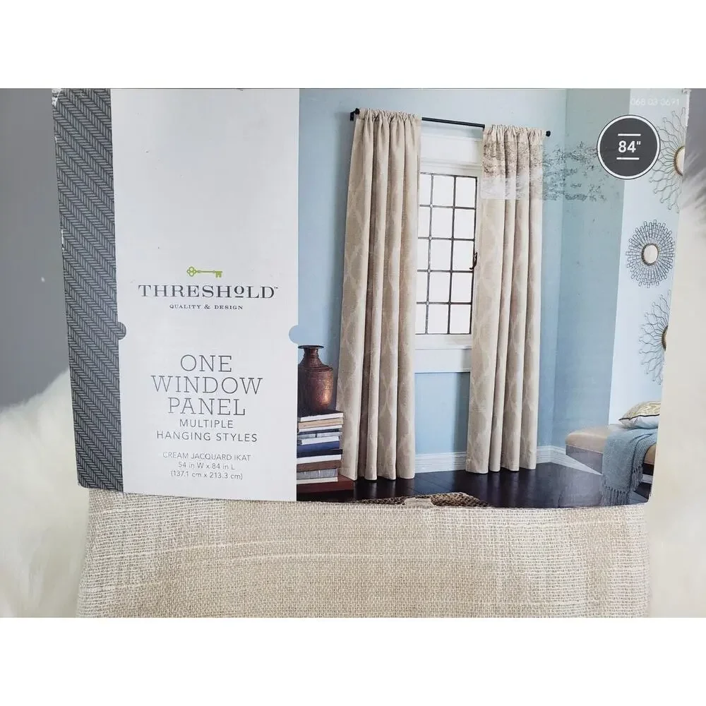 NEW Threshold cream Jacquard Ikat 54x84‎ One Window Panel Target Boho Neutral